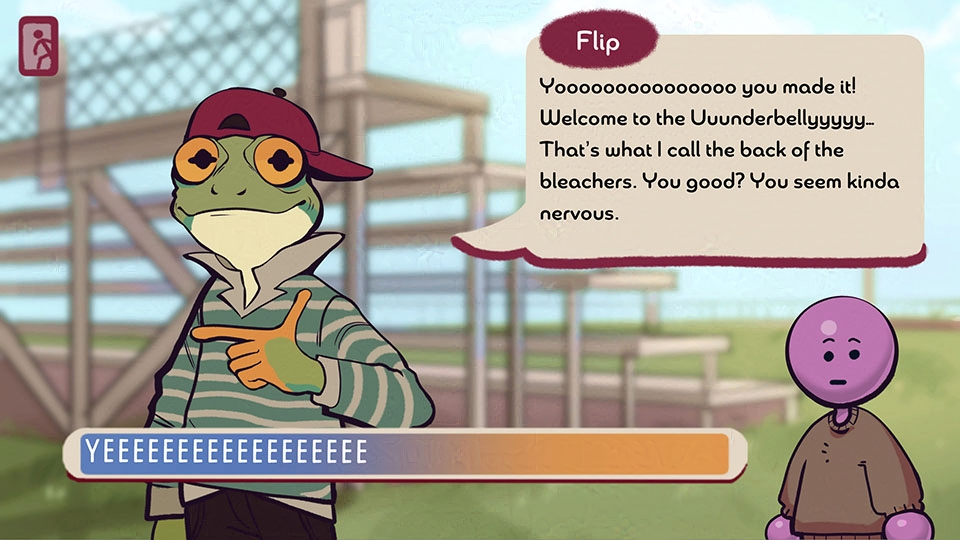 Bleachers screenshot with frog